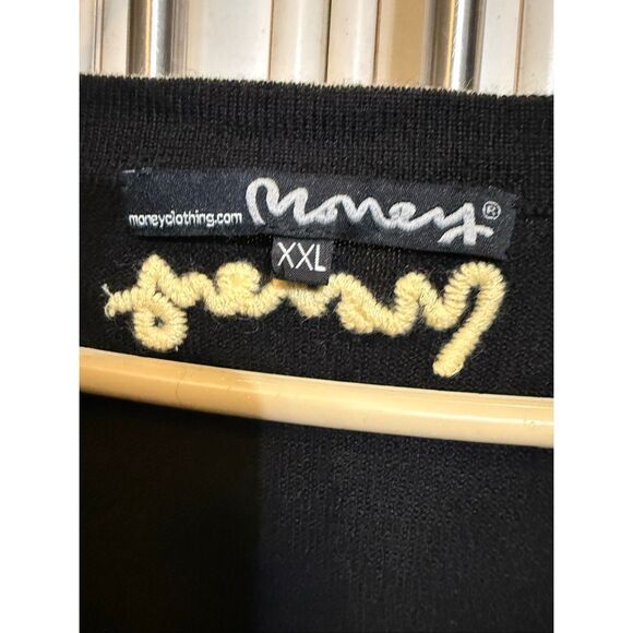 Money Men's Crest Logo V-Neck Button Front Cardigan Sweater Black Size XXL - Picture 5 of 12